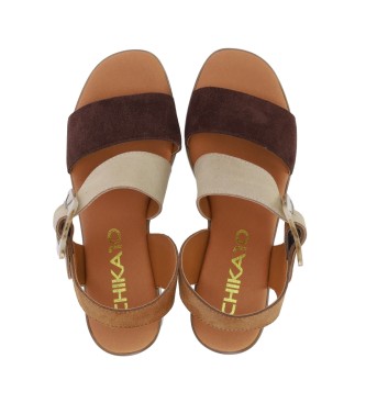 Chika10 Leren sandalen Nieuw Gotica 04 bruin