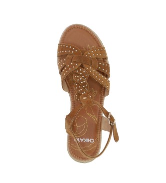 Chika10 Leather Sandals New Mudejar 01 brown