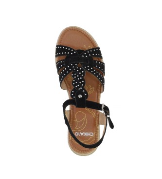 Chika10 New Mudejar 01 Leather Sandals black