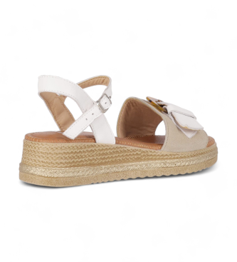 Chika10 New Mudejar 03 Sandales en cuir blanc