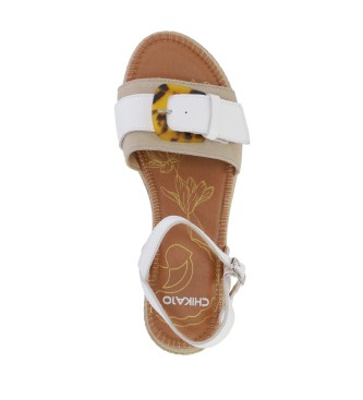 Chika10 Novi Mudejar 03 Usnjeni sandali bele barve