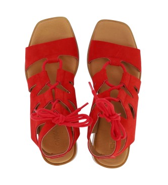 Chika10 Sandalias de Piel Polea 03 rojo