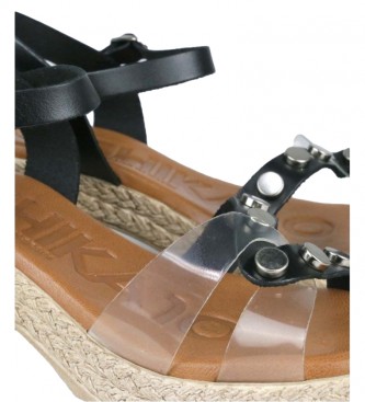 Chika10 Leather sandals Polen 01 black -Height approx. 5cm heel