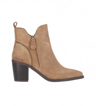 Chika10 Leather ankle boots POLO 01 Taupe