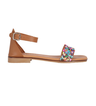 Chika10 Roche 06 brown leather sandals