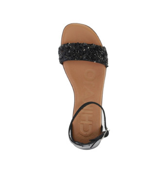 Chika10 Leren sandalen Roche 06 zwart