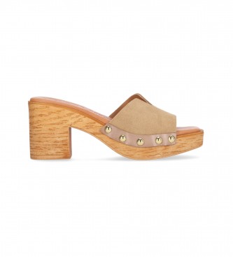Chika10 San Marino 07 leather sandals Beige -Heel height 5cm