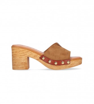 Chika10 San Marino 07 brown leather sandals -Heel height 5cm