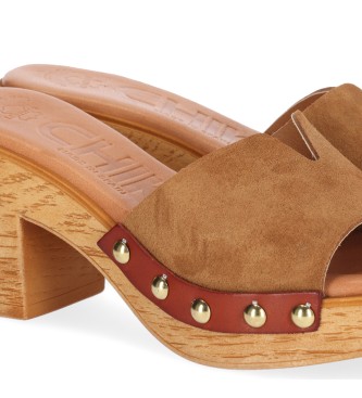 Chika10 San Marino 07 bruin lederen sandalen -Helhoogte 5cm