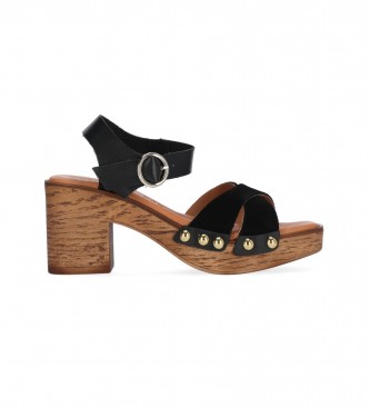 Chika10 San Marino 08 black leather sandals -Heel height 5cm