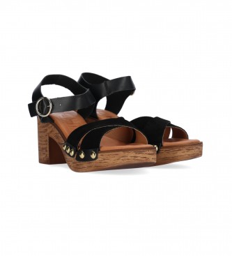 Chika10 Skórzane sandały San Marino 08 czarne -Wysokość obcasa 5cm