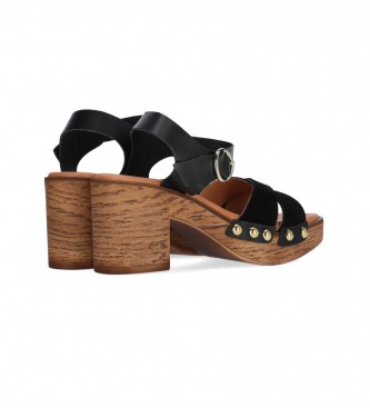 Chika10 San Marino 08 black leather sandals -Heel height 5cm