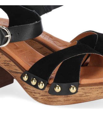 Chika10 Skórzane sandały San Marino 08 czarne -Wysokość obcasa 5cm