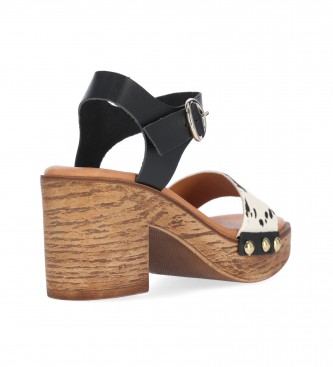 Chika10 San Marino 10 Black leather sandals -Heel height 6cm