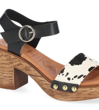 Chika10 San Marino 10 Black leather sandals -Heel height 6cm