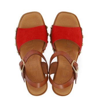 Chika10 Skórzane sandały San Marino 11 czerwone