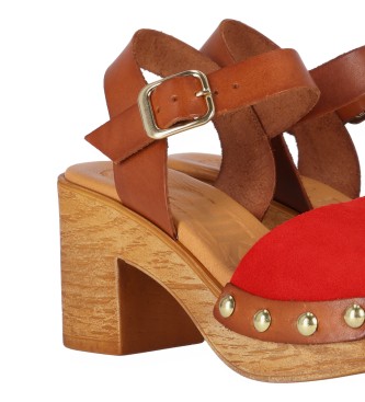 Chika10 Skórzane sandały San Marino 11 czerwone