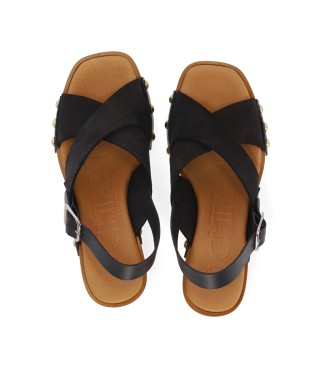 Chika10 San Marino Leather Sandals 12 black