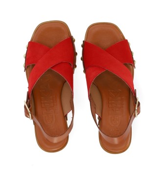 Chika10 Usnjene sandale San Marino 12 rdeče