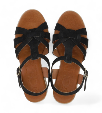 Chika10 Leren sandalen Torrox 01 zwart