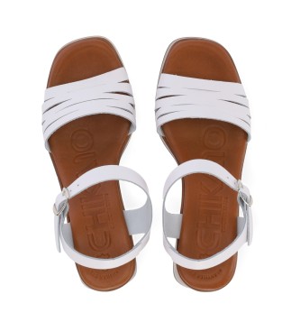 Chika10 Usnjene sandale Trevi 04 white -Višina pete 8 cm