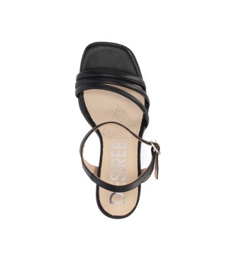 Chika10 Usnjeni sandali Alexar 04 black -Višina pete 6 cm