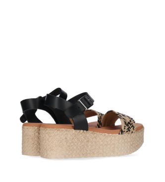 Chika10 Vatican leather sandals Black - Platform height 6 cm