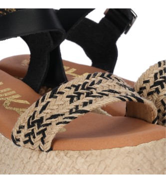 Chika10 Sandalias de piel  Vaticano Negro - Altura plataforma 6cm-