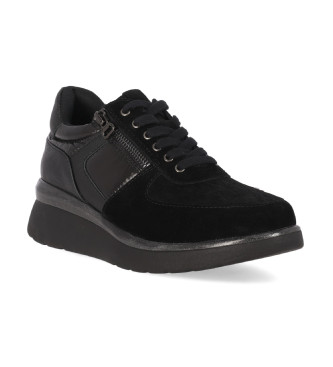 Chika10 Re Hibiscus 02 Black Leather Sneakers