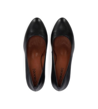 Chika10 Sapatos de couro Quatro 02 preto