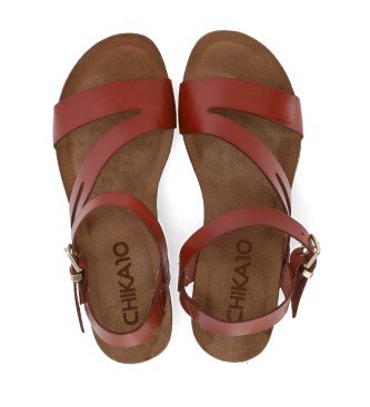 Chika10 Leather Sandals Kadiz 01 brown -Wedge height 5cm