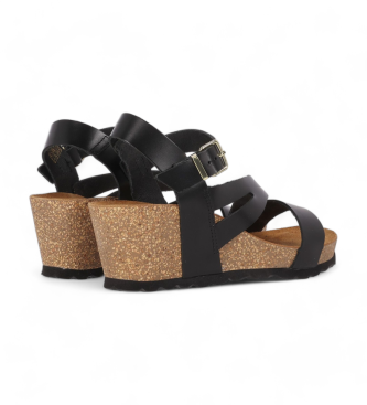 Chika10 Sandalias de Piel Kadiz 01 negro -Altura cua 5cm-