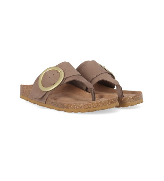 Chika10 Leren sandalen Konil 02 bruin