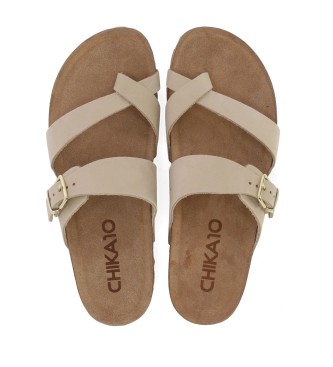 Chika10 Leren sandalen Palmar 01 beige