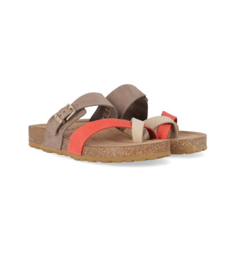 Chika10 Leather Sandals Palmar 01 coral
