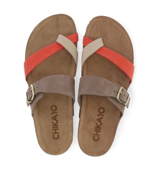 Chika10 Leather Sandals Palmar 01 coral