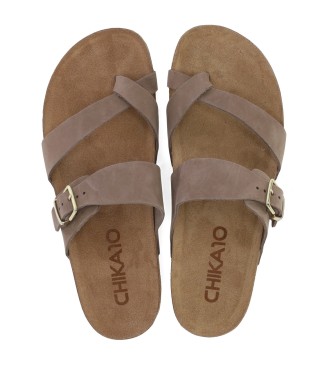 Chika10 Leren sandalen Palmar 01 bruin