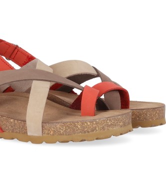 Chika10 Leather Sandals Palmar 02 coral