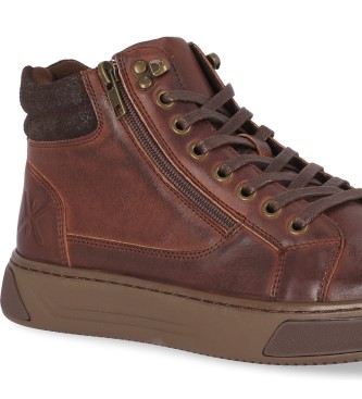Chika10 Zapatillas de piel Opera 02 Marrn