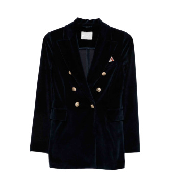 Circolo 1901 Navy blue double-breasted velvet jacket
