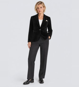 Circolo 1901 Black slim-fit long velvet jacket
