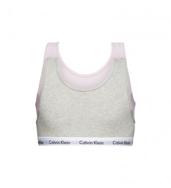 Calvin Klein Paket dveh sivih, rožnatih bodijev 