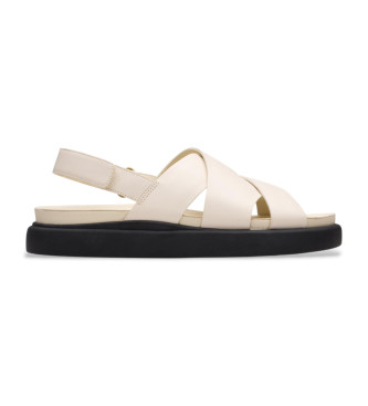 Clarks Sandlias Aristella Sun em pele branca e creme