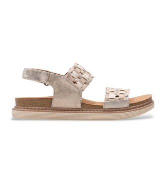 Clarks Arwell Glide beige leather sandals