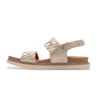 Clarks Arwell Glide beige leather sandals