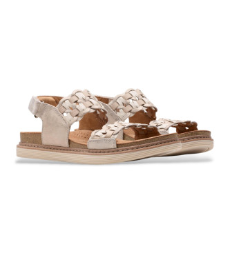 Clarks Arwell Glide beige leather sandals