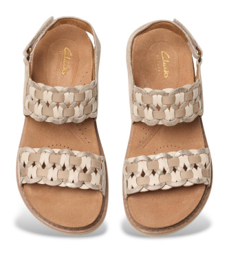 Clarks Arwell Glide beige leather sandals