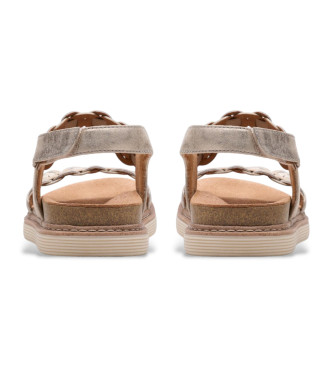 Clarks Arwell Glide beige leather sandals