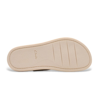 Clarks Arwell Glide beige leather sandals