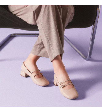 Clarks Daiss30 Shine ballerinaer i beige lder